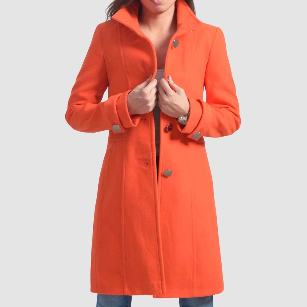 OLGYN Women’s Orange Plus Size Overcoat - Picture 1 of 5